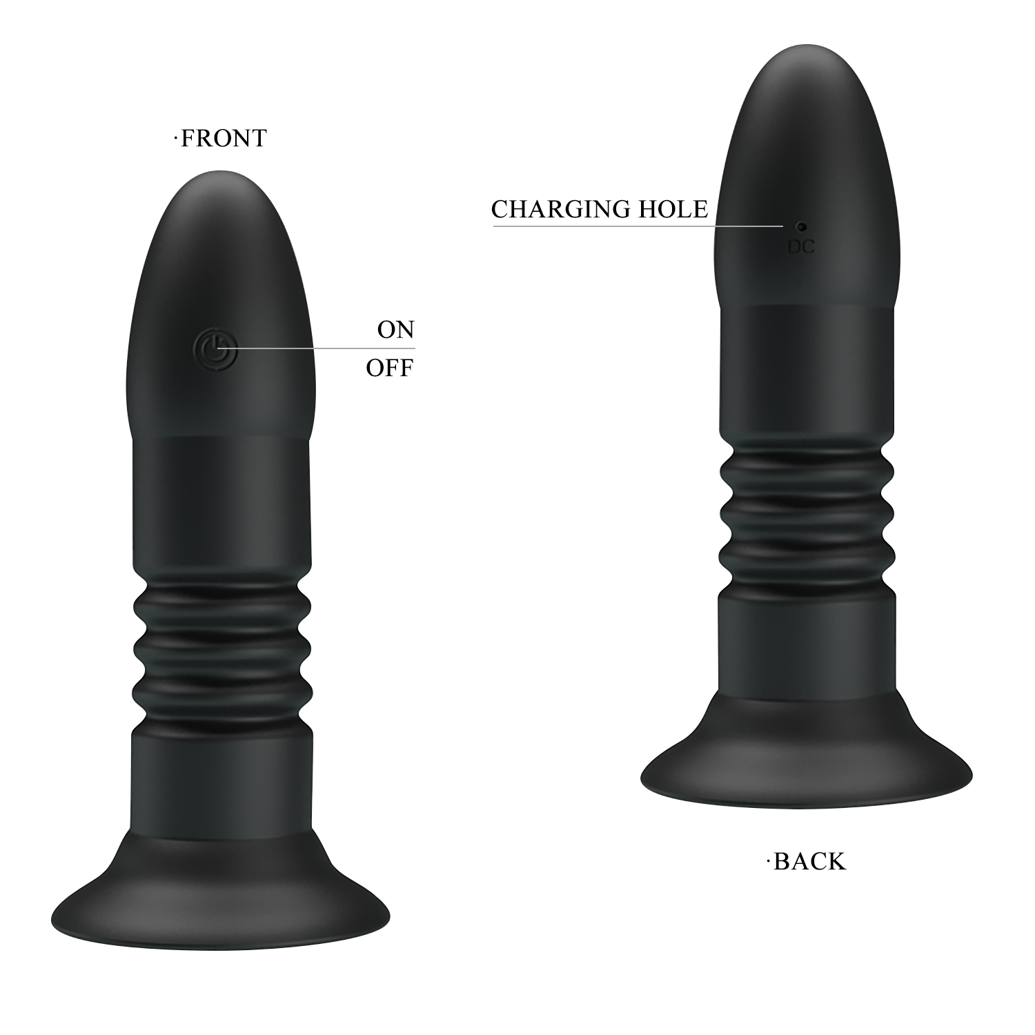 Anal plug vibrador y empuje con control Hover