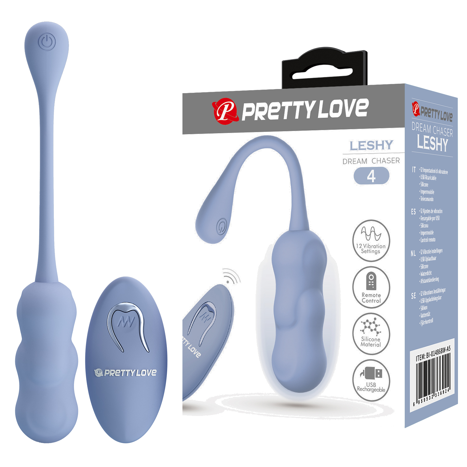 Vibrador huevo con control Leshy celeste