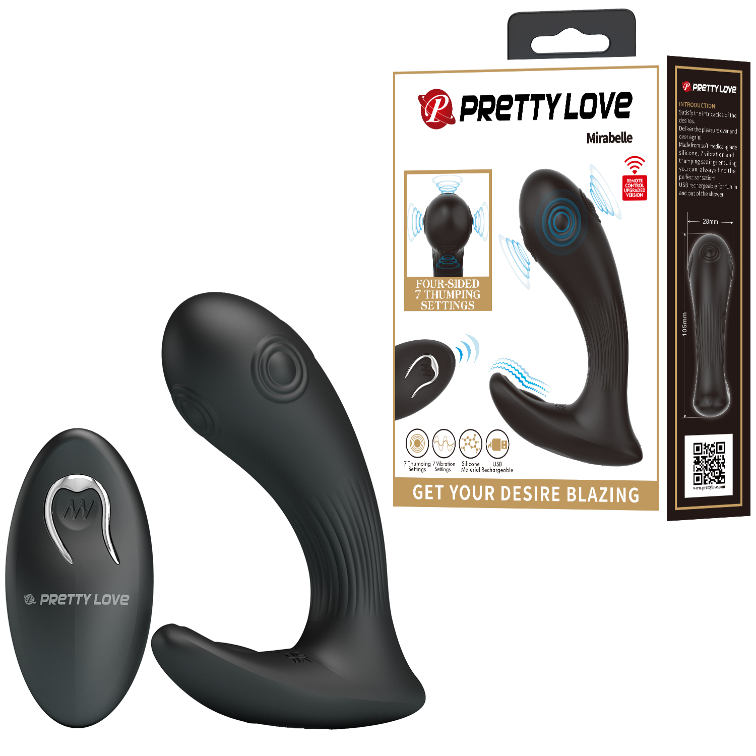 Vibrador prostatico con control y 4 zonas de pulsaciones Mirabelle