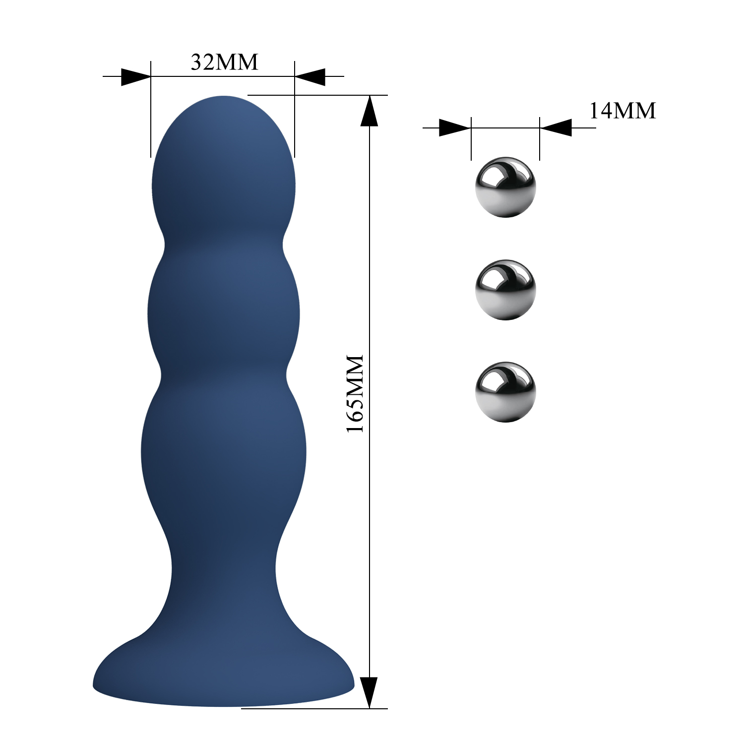 3 Metal Balls SILICONE ANAL PLUG L Hover