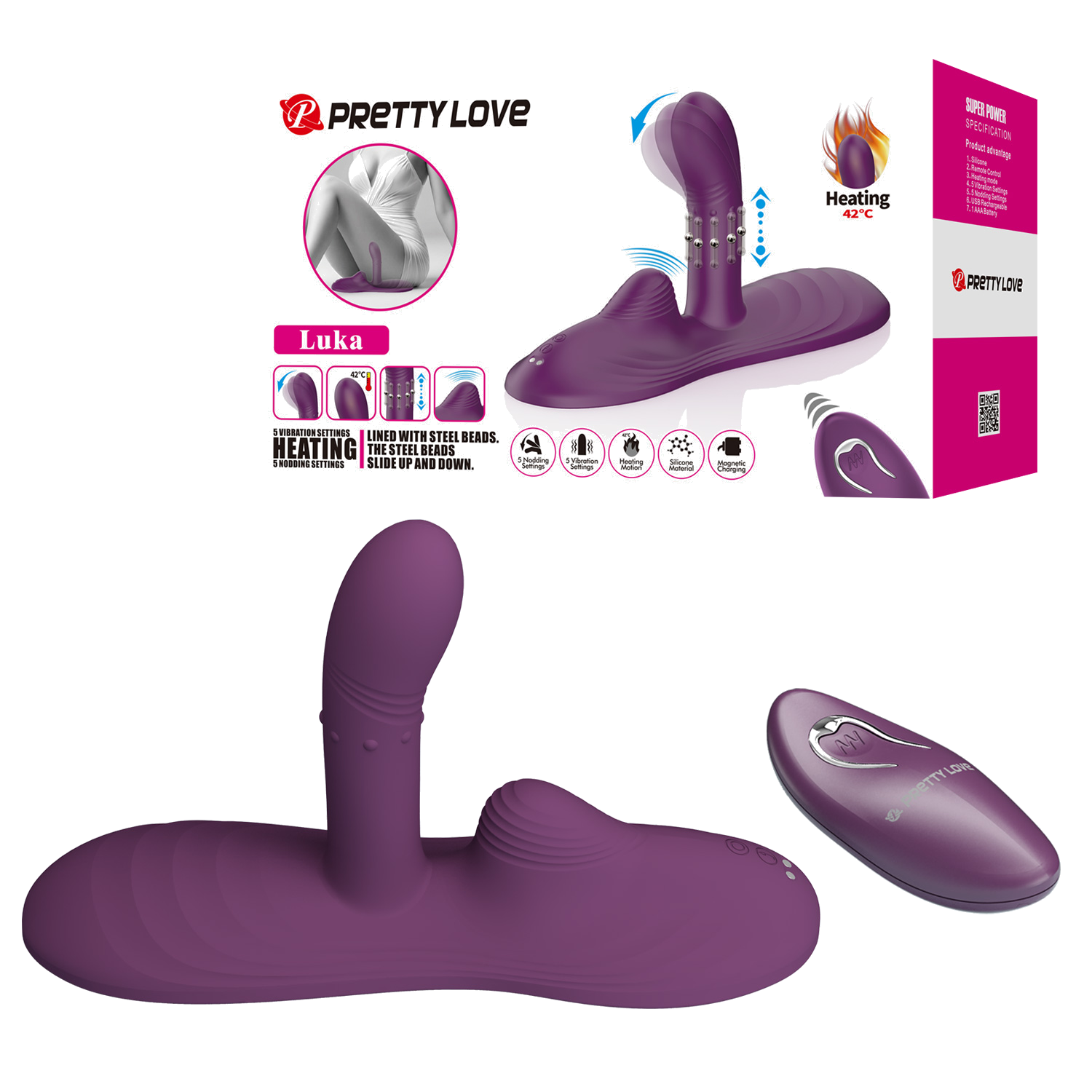 Vibrador almohadilla con control, asentamiento , calefacción Luka