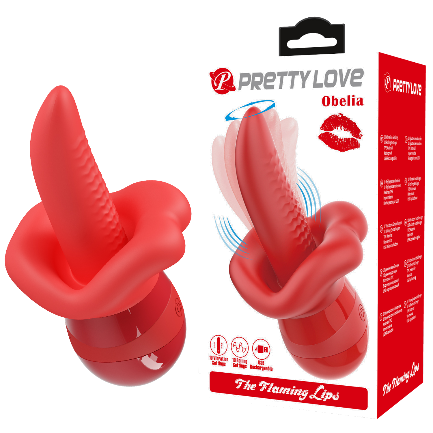 Vibrador en forma de boca con rotación Oblia