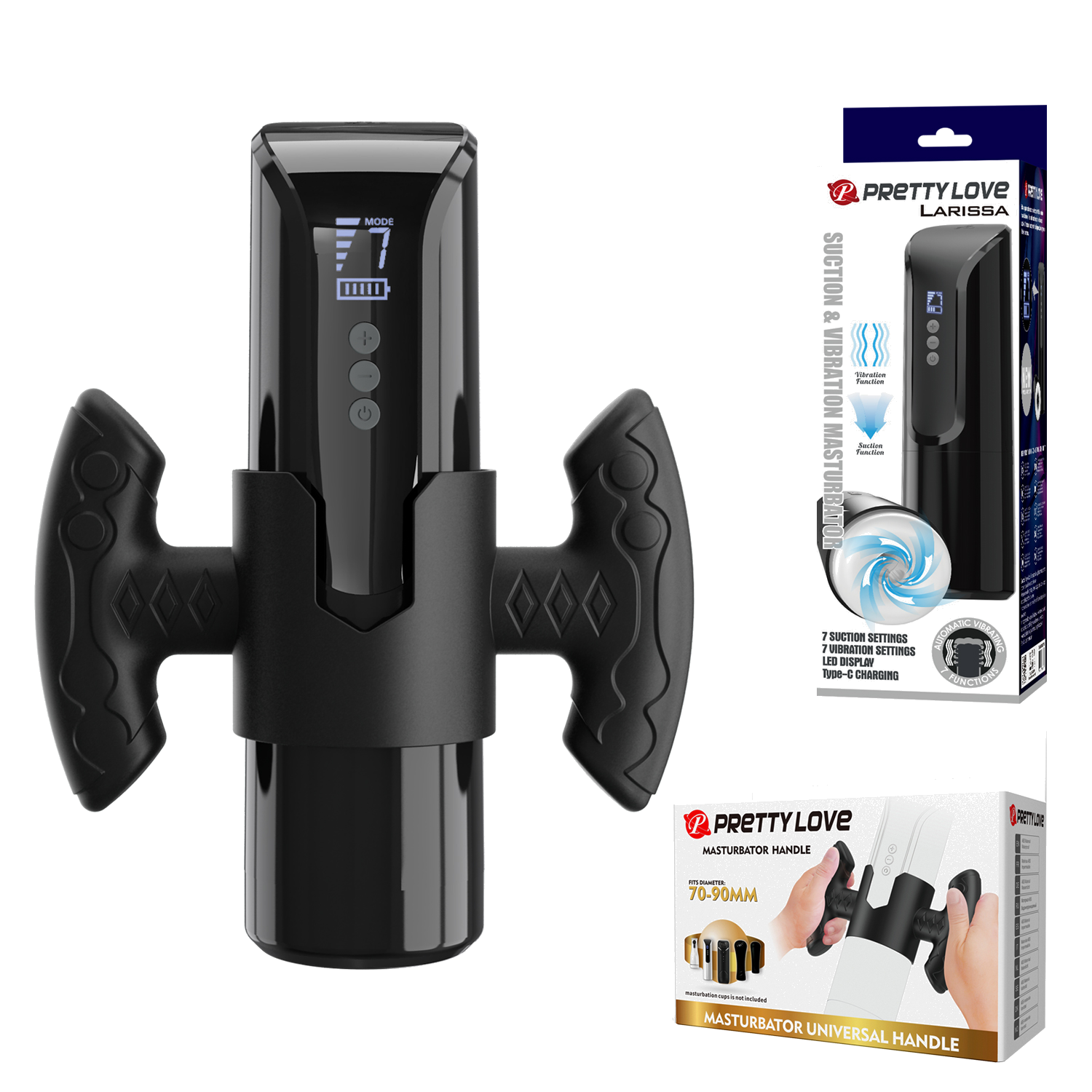 Masturbador con vibracion, succion Larissa con soporte