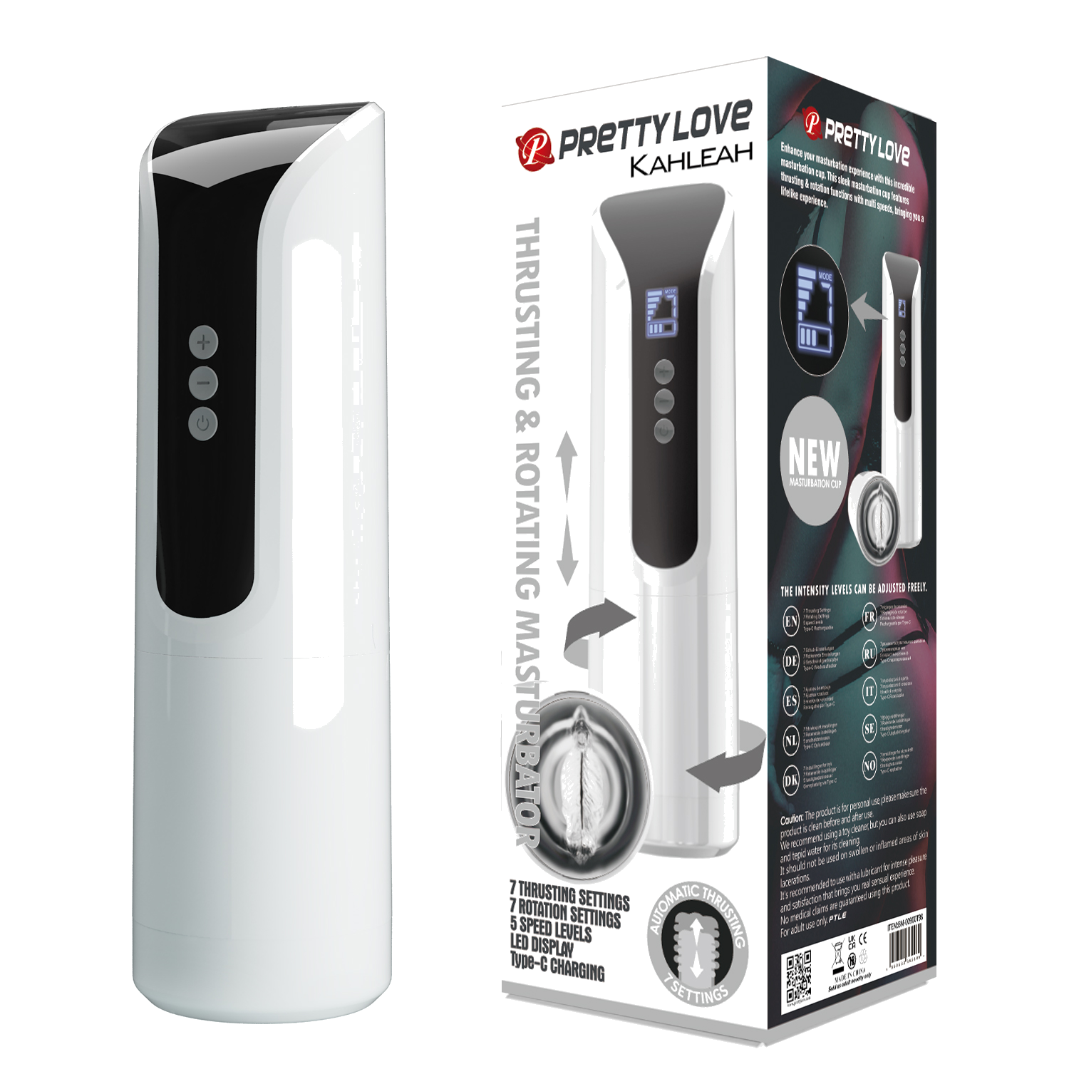 Masturbador con vibracion, empuje y rotacion Kahleah