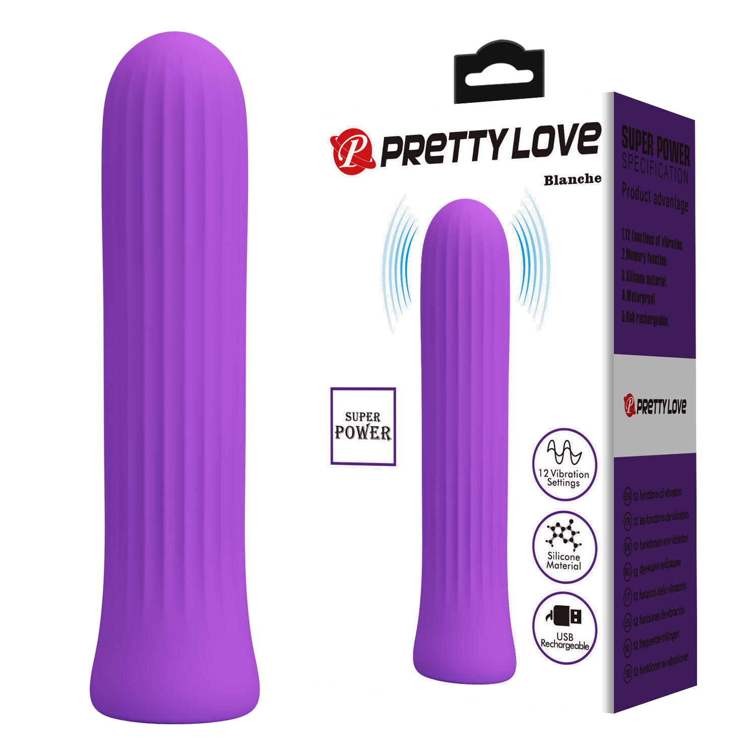 Bala vibrador recargable Blanche color morado