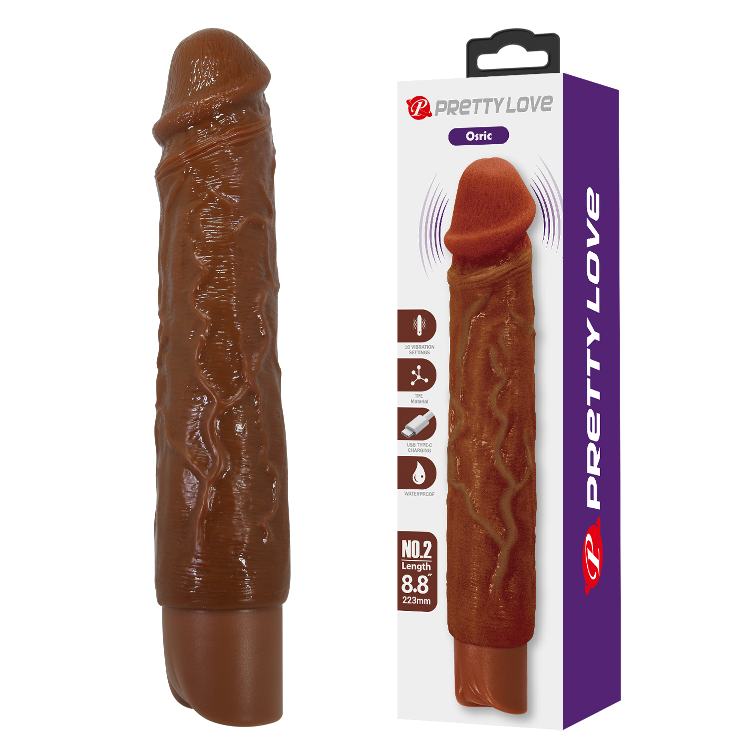 Vibrador realista recargable Osric color marrón
