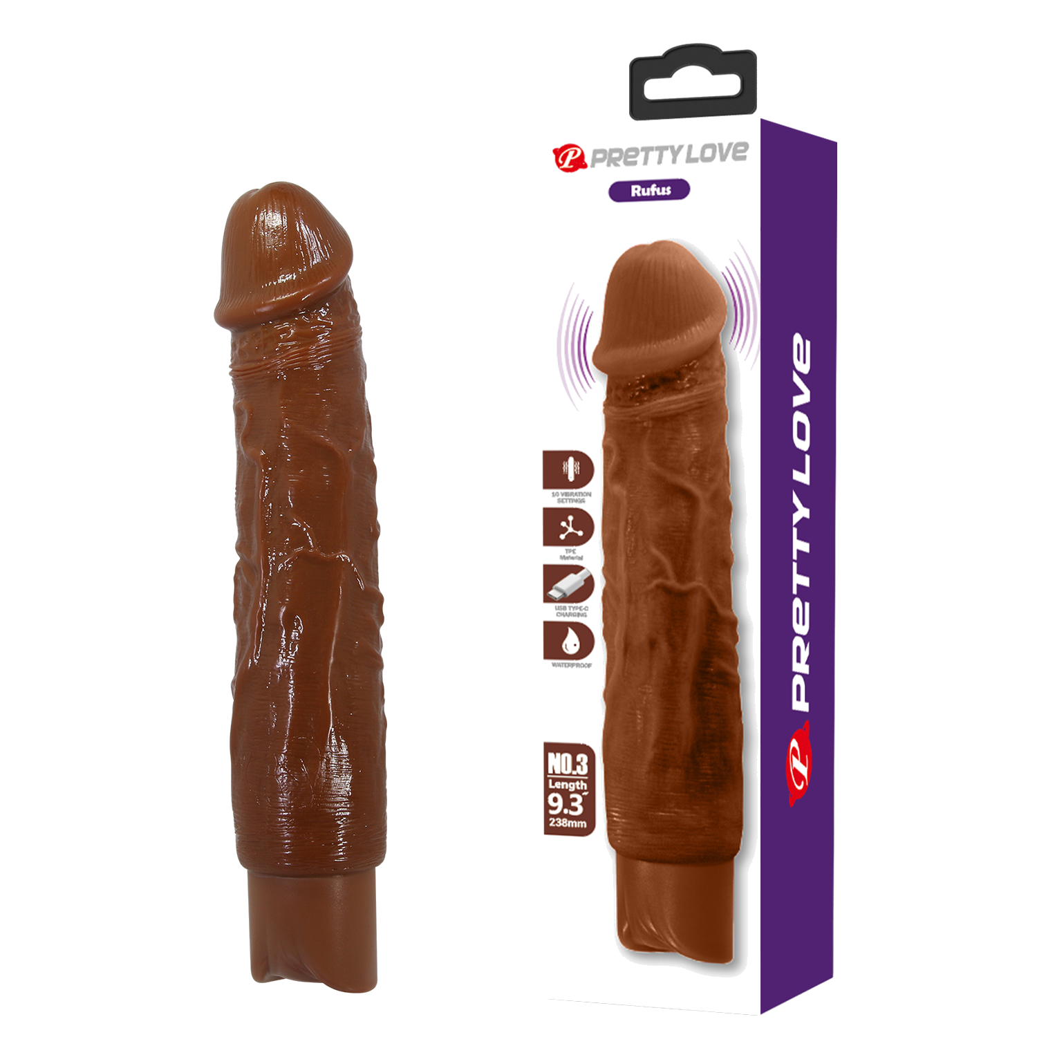 Vibrador realista recargable Rufus color marrón