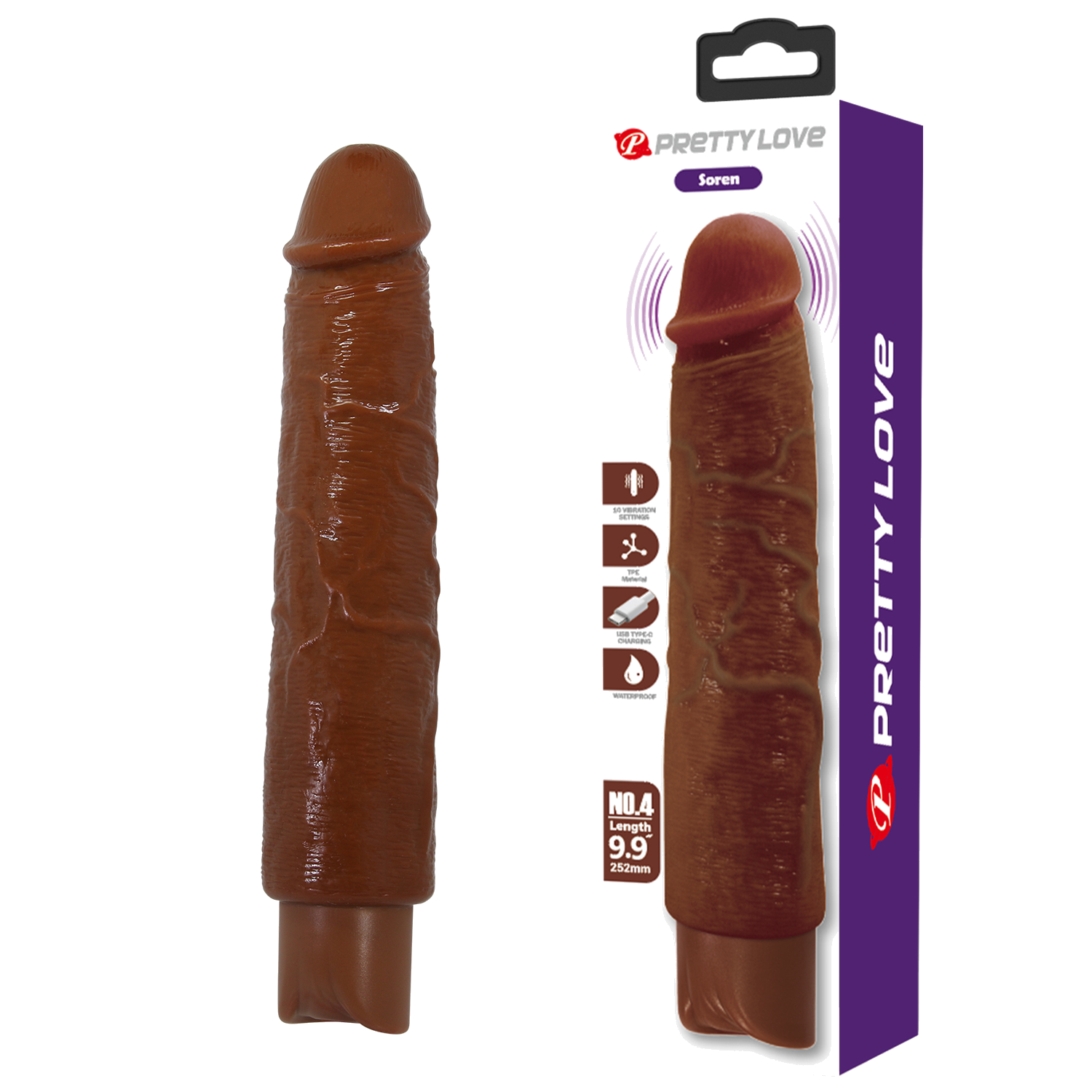 Vibrador realista recargable Soren color marrón