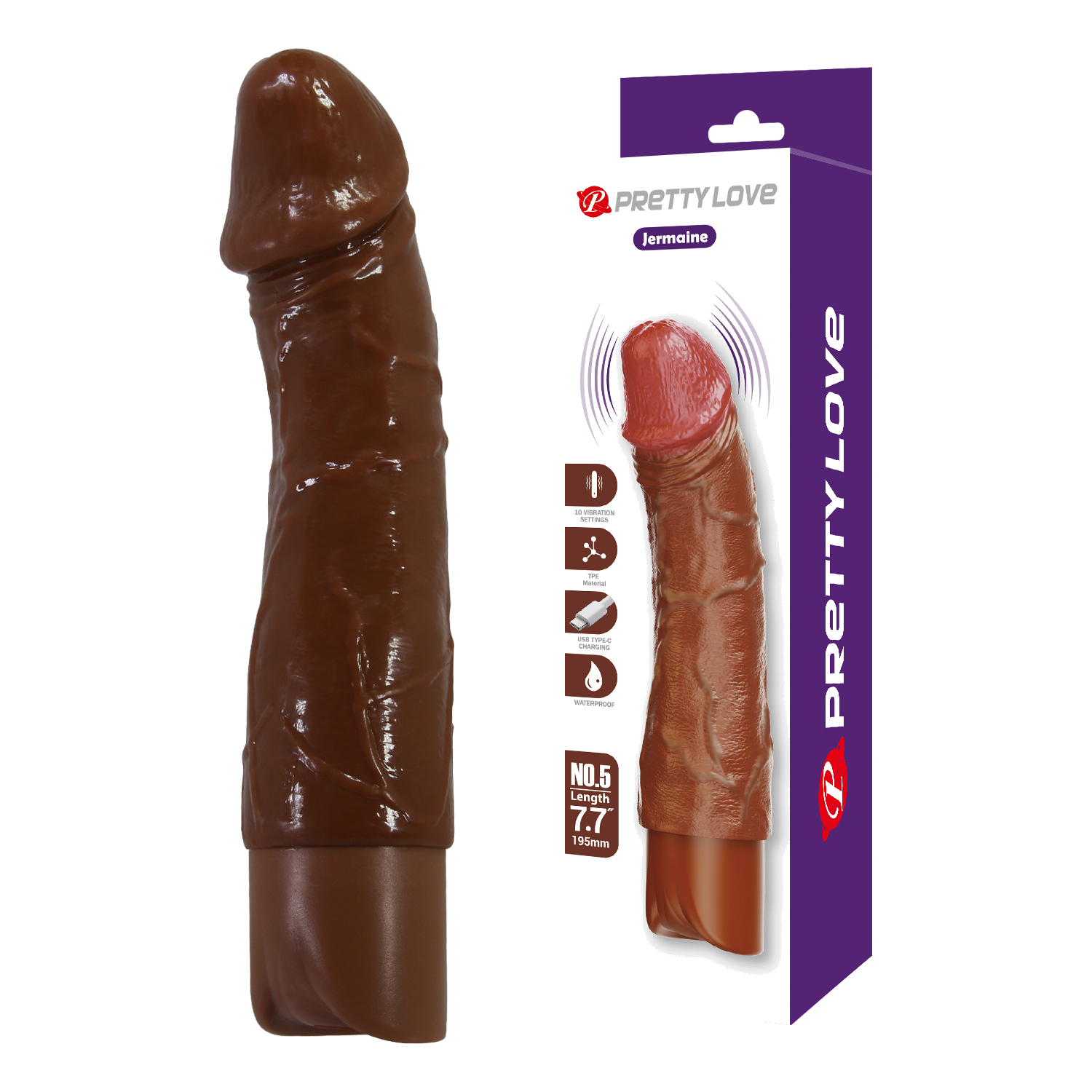 Vibrador realista recargable Jermaine color marrón