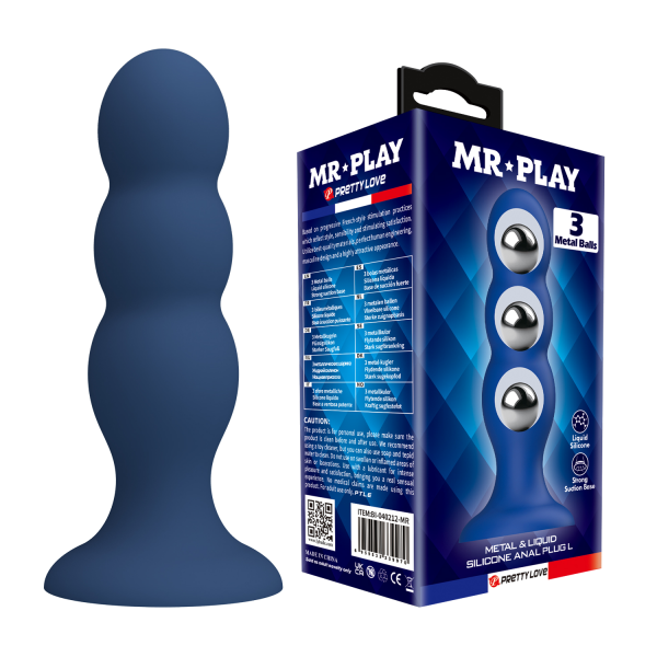 3 Metal Balls SILICONE ANAL PLUG L